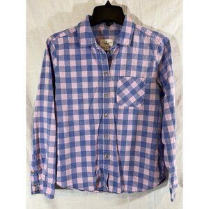 American Eagle Outfitters Women’s Small Long Sleeve Pink Blue Plaid Blouse